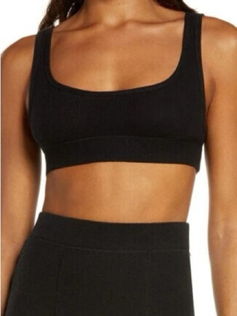 SKIMS Ribbed Waffles Bra in Onyxx Size Medium